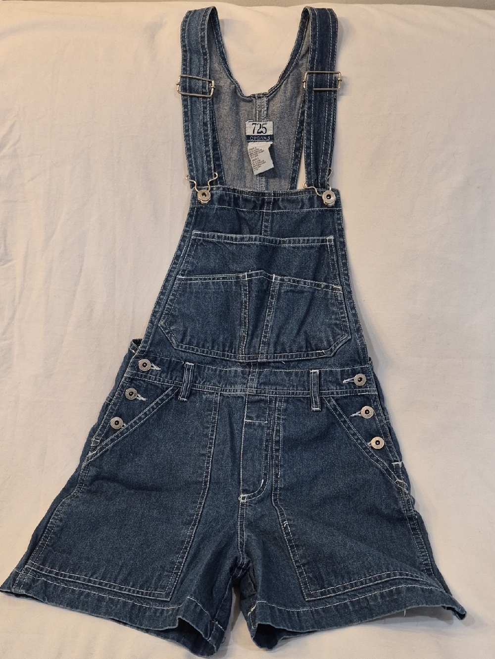 725 Orignals Vintage Denim Short Overalls Romper - Classic Blue
